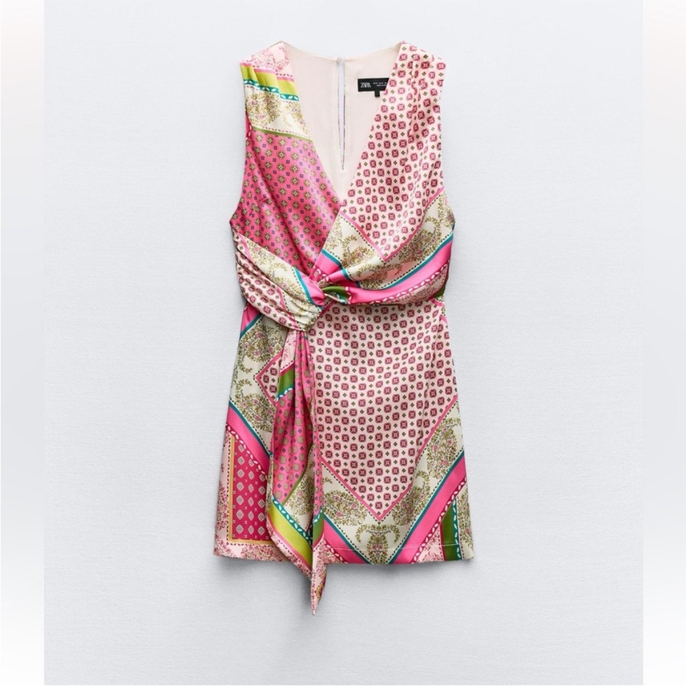ZARA NEW SHORT PRINTED PATCHWORK DRESS XS-XL